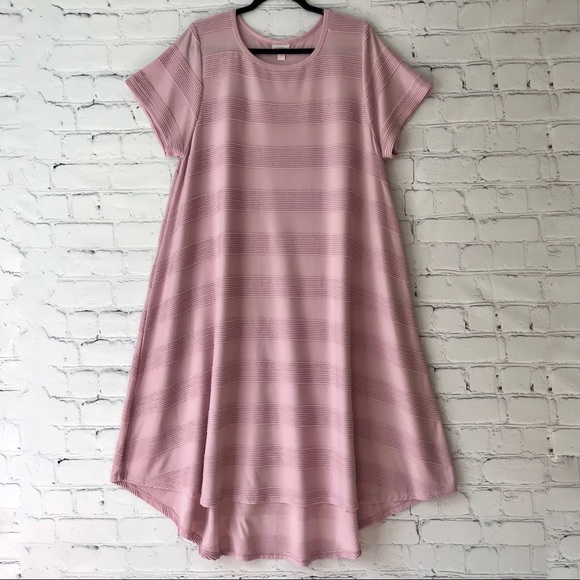 LuLaRoe Dresses & Skirts - Lularoe Carly Pink with Textured Stripe Pattern